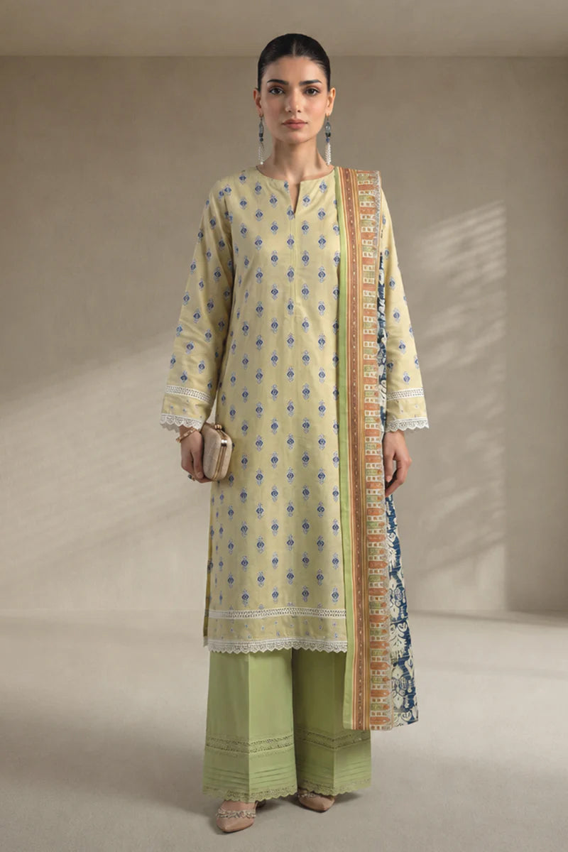 Khaadi – 3 Piece Unstitched Digital Printed Lawn Suit (Pale Pastel lime & Pistachio)
