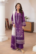 Aqua By Johra - 3PC Unstitched Embroidered Lawn Suit (Purple)