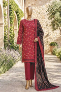 Safina Zeenat Printed Lawn 3-Piece Unstitched Suit (Crimson Red)