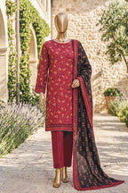 Safina Zeenat Printed Lawn 3-Piece Unstitched Suit (Crimson Red)