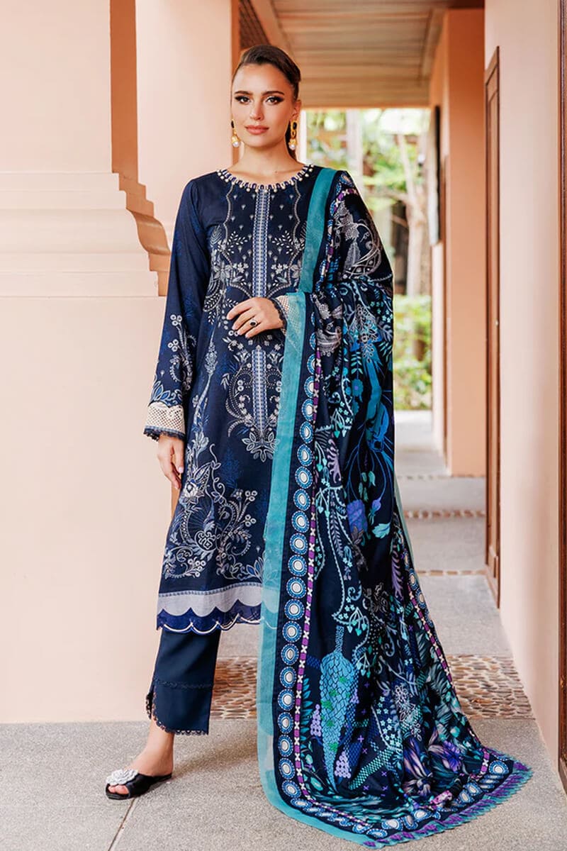 Urbane By Jade Vo.4 - 3pc Unstitched Classic Printed Lawn (Deep Midnight Navy)