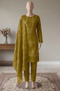 Milano by Breeza Fashion - 3PC Unstitched Embroidered Lawn Suit (Olive Green)