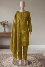 Milano by Breeza Fashion - 3PC Unstitched Embroidered Lawn Suit (Olive Green)