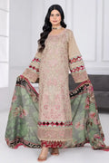 Muswa By Johra - 3PC Unstitched Embroidered Lawn Suit (Sand Beige)