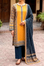 Mehar Unstitched 3-Piece Lawn Collection (Mustard)