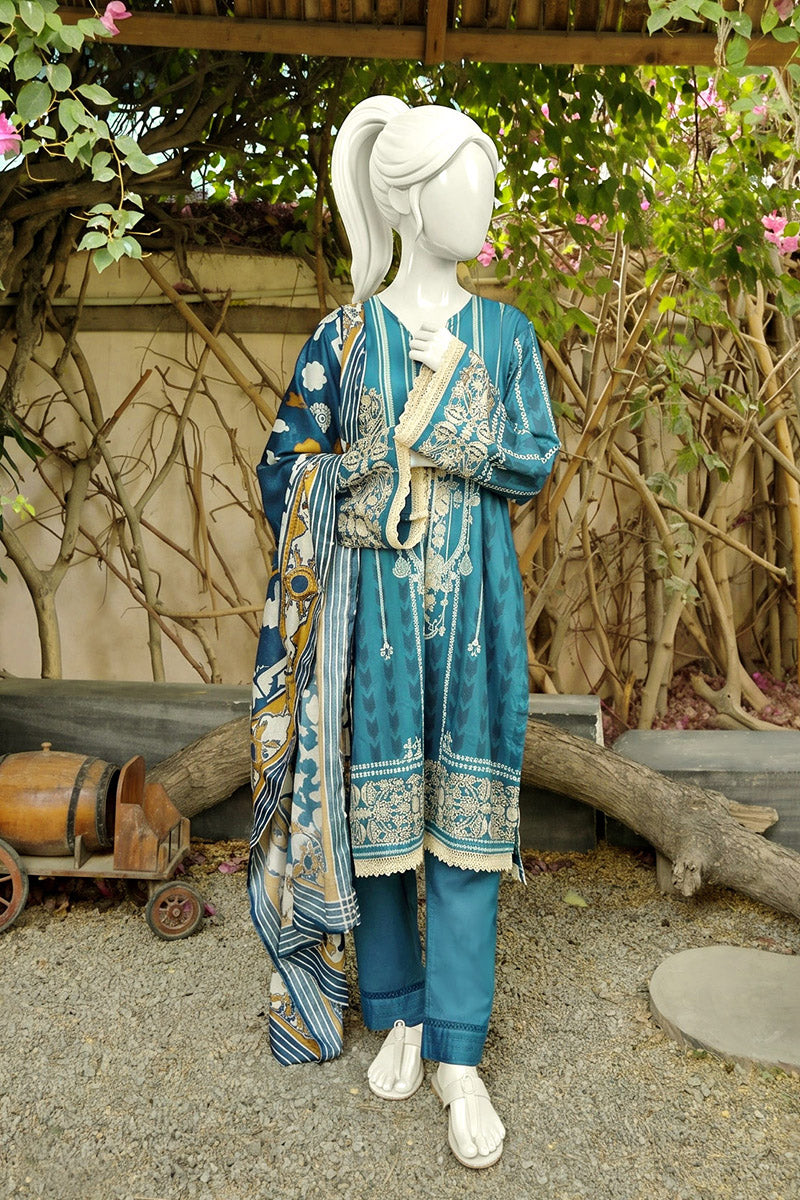 Aryana By KBC Fashion - 3PC Unstitched Printed Lawn Suit (Deep Teal)