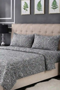 Luxury Double Bed Sheet Set with Pillow Covers by KBC Fashion (Soft Grey)