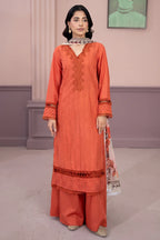 Gul-e-Seher By Johra - 3PC Unstitched Chikankari Lawn Suit (Burnt Orange)