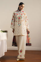 COCO By Zara Shahjahan - 3-Piece Unstitched Printed Lawn Suit (Cream)