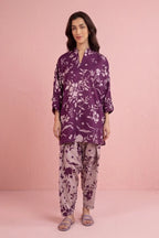 m.basics by Maria.B Special Unstitched Khaddar 2-Piece Same Print Suit (Deep Plum)