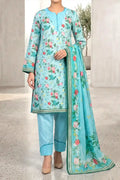 Mehar Unstitched 3-Piece Lawn Collection (Aqua Cyan)