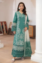 Aqua By Johra - 3PC Unstitched Embroidered Lawn Suit (Deep Teal Green)