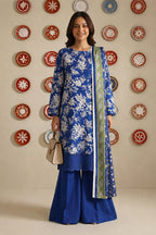 Nishat - Unstitched 3pc Printed Lawn (Royal Blue & Sage Green)