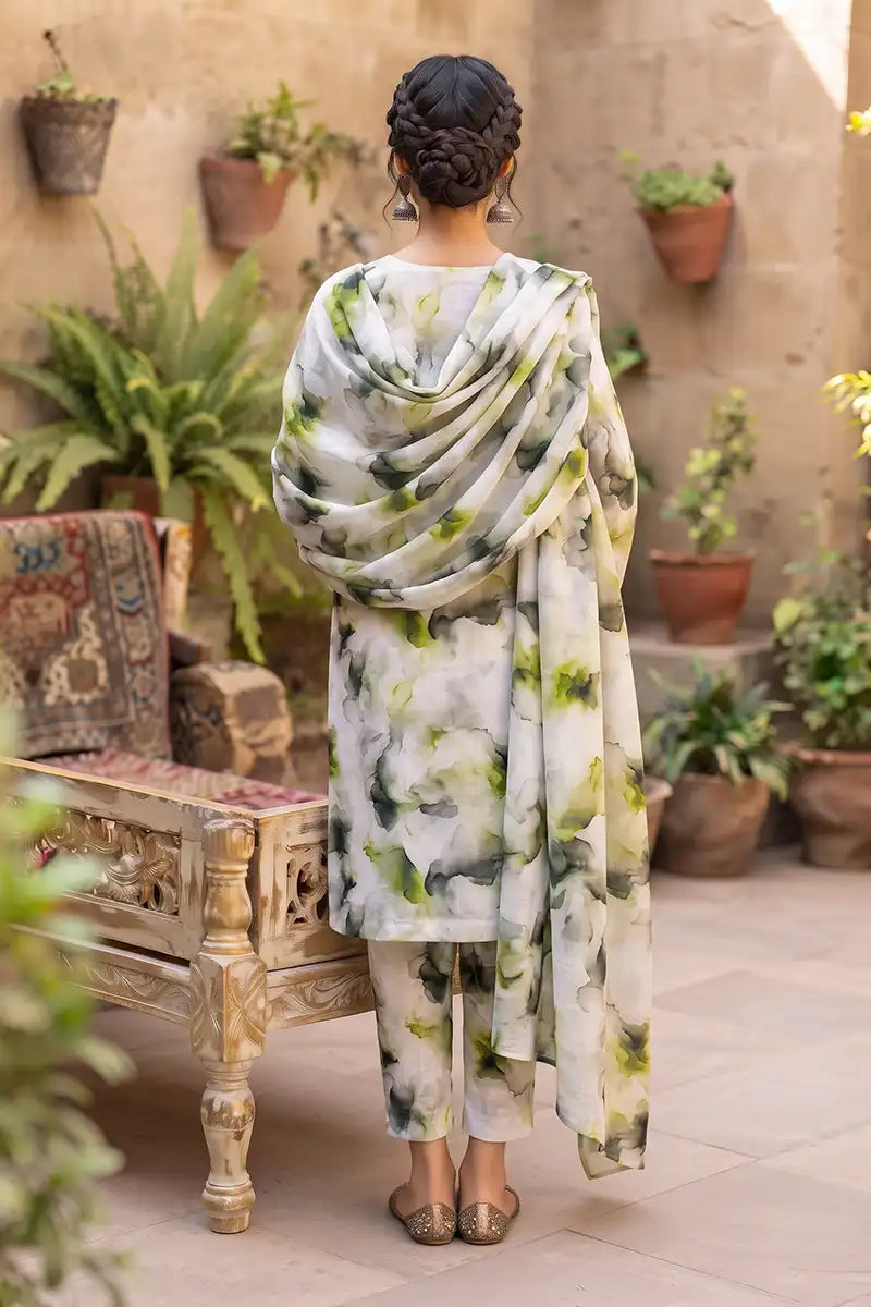 Sana Safinaz Printed Lawn Unstitched 3-Piece Suit (Lime Green)