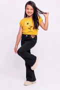 Girls' Embroidered 'Beautiful' Flower (Yellow)