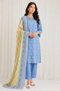 Sapphire Lawn Vol-09 - 3PC Unstitched Printed Lawn Suit(light blue)