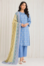 Sapphire Lawn Vol-09 - 3PC Unstitched Printed Lawn Suit(light blue)