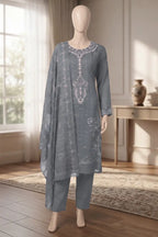 Roshan by Breeza Fashion - 3PC Unstitched Embroidered Lawn Suit (Slate Blue)