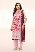 Zesh - 3PC Unstitched Embroidered Lawn Suit (Baby Pink & Wine)