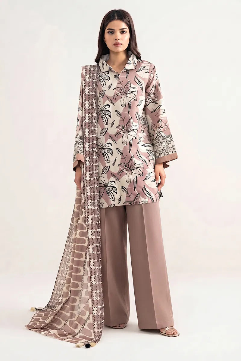 Sapphire Lawn Vol-09 - 3PC Unstitched Printed Lawn Suit(Dusty Mauve)
