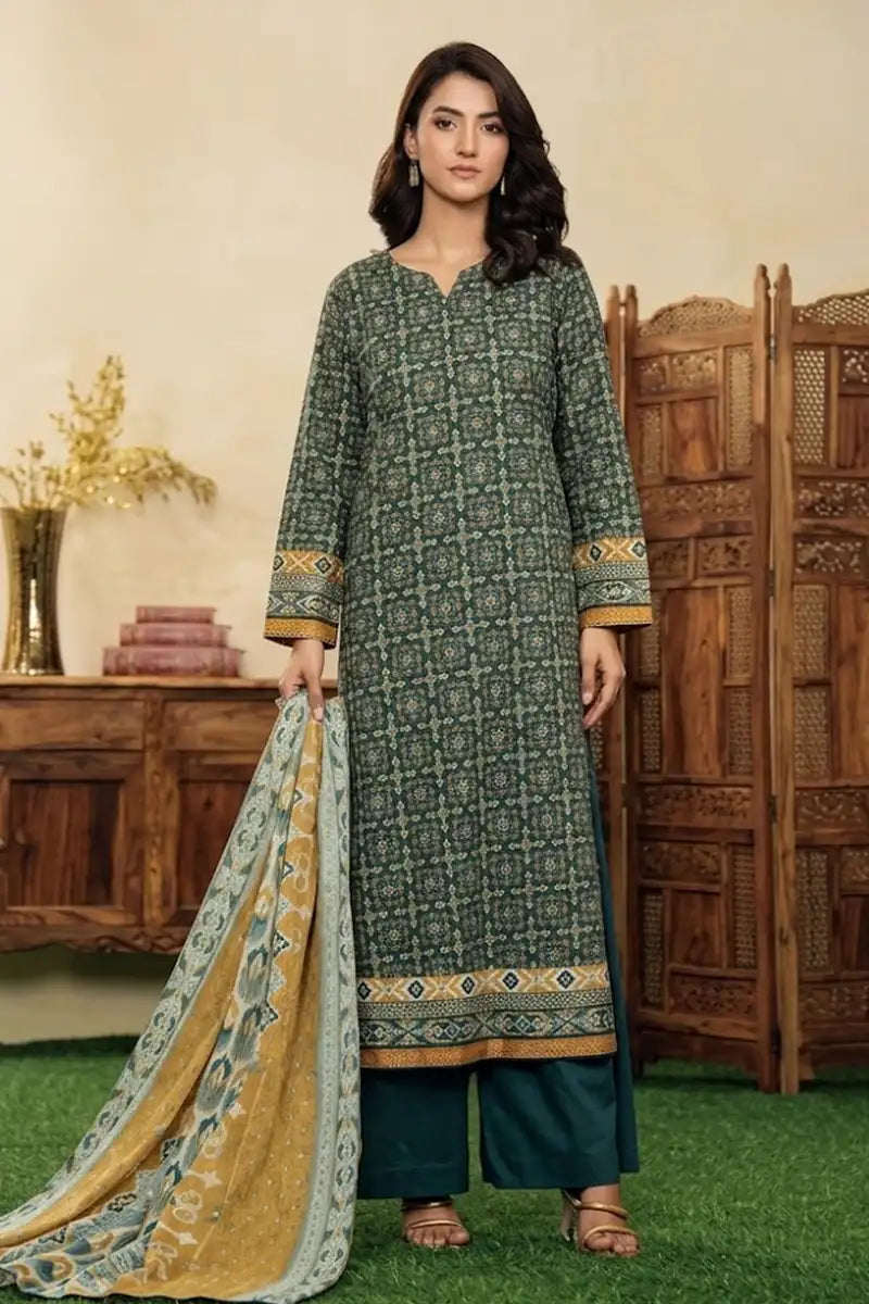 Mor Bagh 3-Piece Unstitched Printed Lawn Suit (Pine Green)