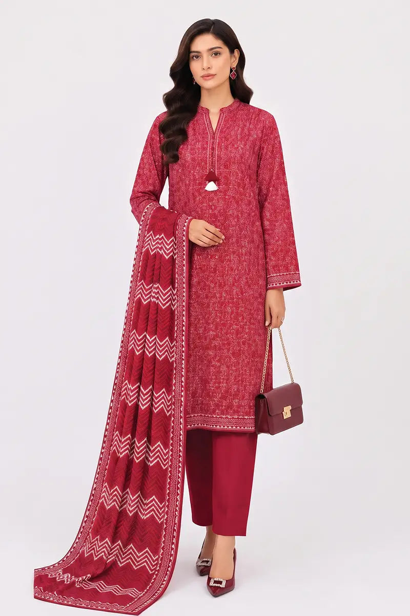 Khaadi Pre-Fall Cambric Series V-6 - 3PC Unstitched Suit (Maroon Red)