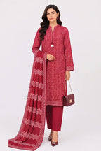 Khaadi Pre-Fall Cambric Series V-6 - 3PC Unstitched Suit (Maroon Red)