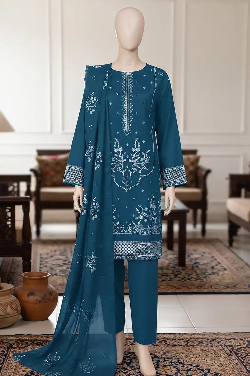 Samra by Breeza Fashion - 3PC Unstitched Embroidered Lawn Suit (Dark Peacock)