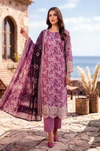 Zesh - 3PC Unstitched Embroidered Lawn Suit (Lilac Pink)