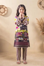 Ting Tone by Almeerah - Girls Unstitched 2-Piece Suit (Deep Purple)