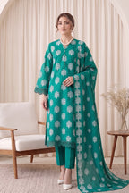 Gul Rang By Bareezé – 3-Piece Unstiched Printed Classic Lawn (Sea Green)