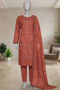 Pariyon Ki Rani by Breeza Fashion - 3PC Unstitched Embroidered Lawn Suit (Terracotta Red)