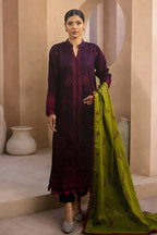 Mahrin By Johra - Premium 3PC Unstitched Embroidered Lawn Suit (Beetroot & Vibrant Stem)