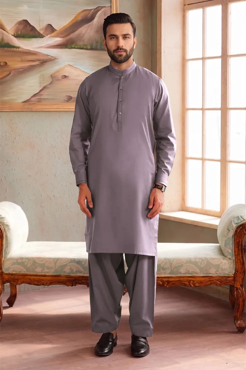 Men’s Wash & Wear Unstitched Fabric By KBC Fashion (Muted Steel)