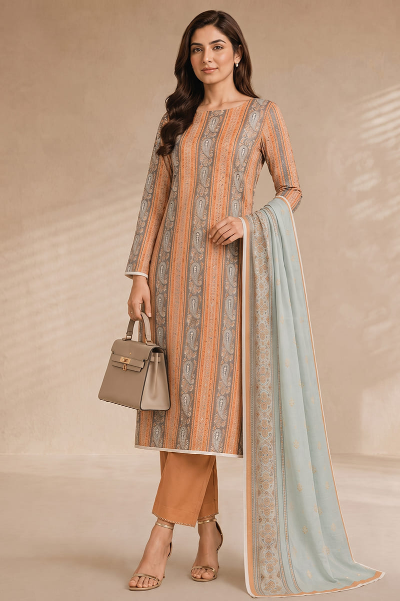 Khaadi (Vol.5) – 3 Piece Unstitched Printed Lawn Suit (Muted Terracotta & Pastel Mint)
