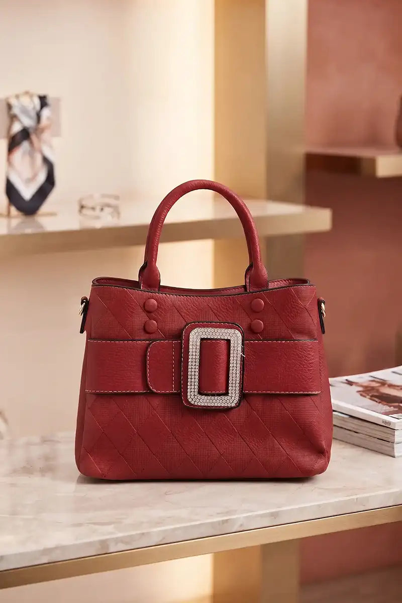 Premium Women's Imported Handbag (Maroon Red)