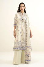 Sapphire By KBC - 3PC Unstitched Digital Printed Lawn Suit (Light Cream)