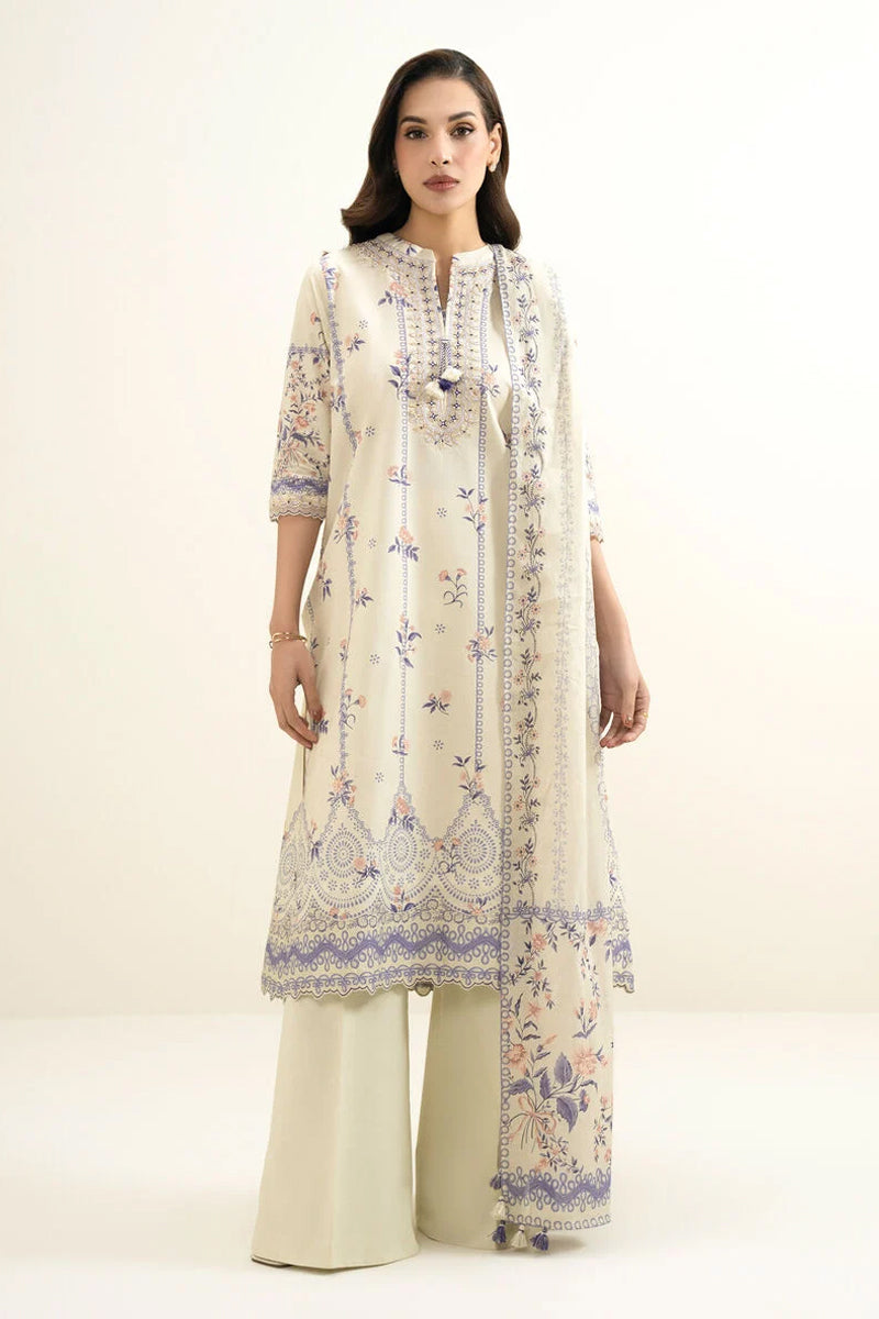 Sapphire By KBC - 3PC Unstitched Digital Printed Lawn Suit (Light Cream)