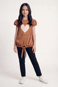 Girls Casual Comfort T-Shirt (Brown)