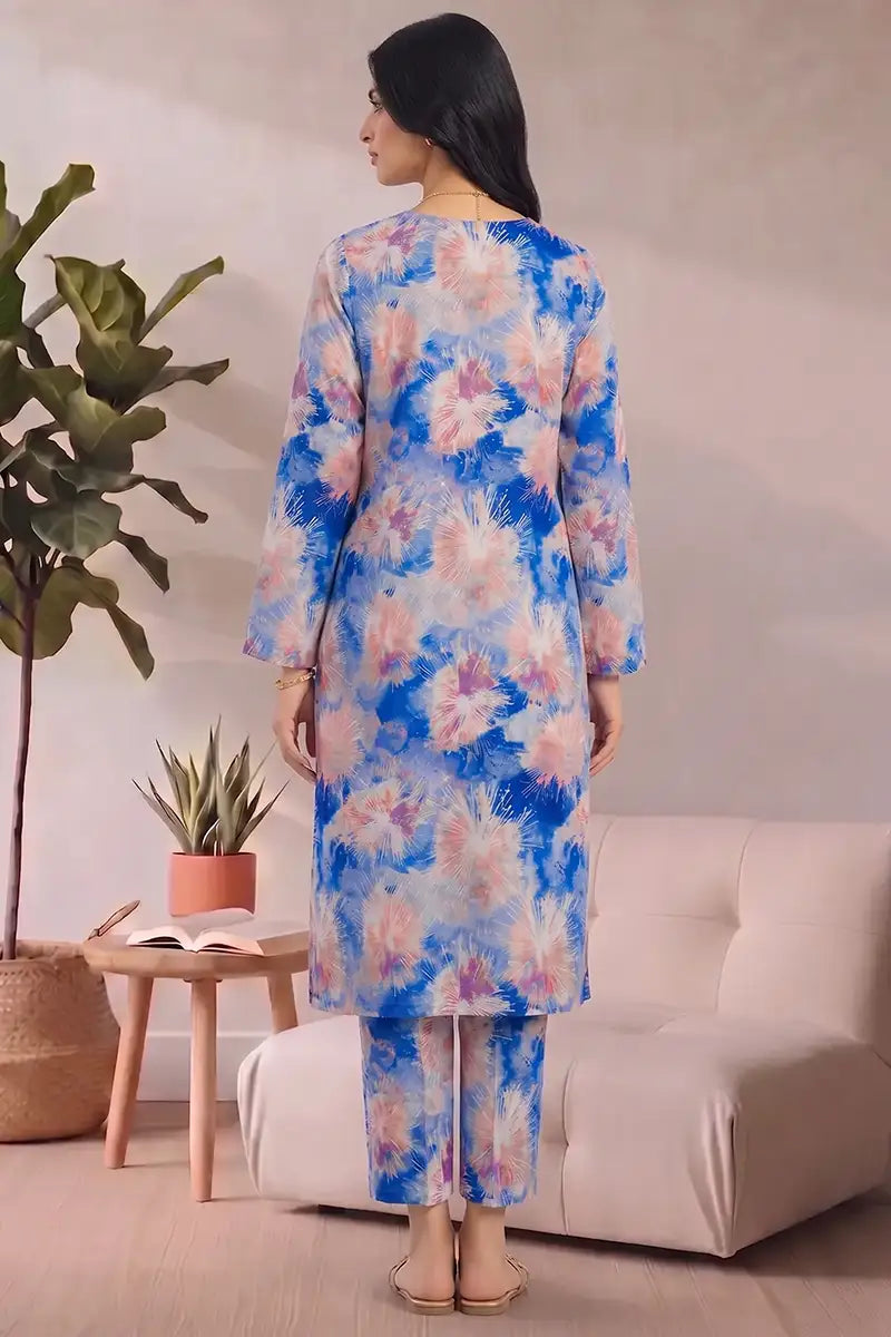 Bonanza Unstitched Lawn 2-Piece Same Print Suit (Vibrant Royal Blue)
