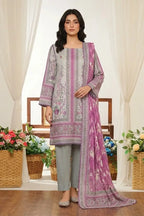 MTJ Unstitched 3-Piece Lawn Collection (Silver Grey)