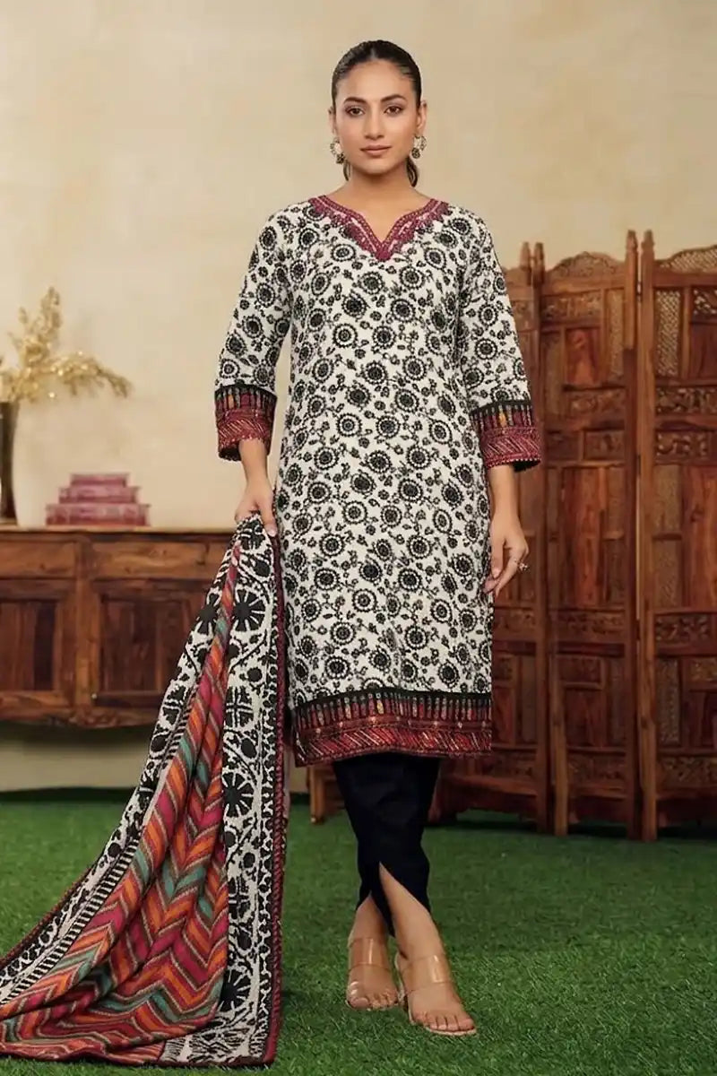 Mor Bagh 3-Piece Unstitched Printed Lawn Suit (Cream)