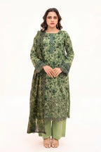 Zesh - 3PC Unstitched Embroidered Lawn Suit (Light Olive Green)