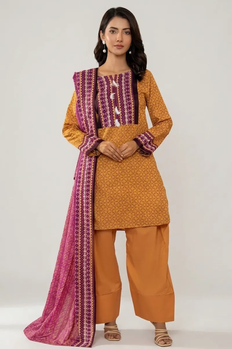 Khaadi Unstitched 3-Piece Lawn Collection (Amber Yellow)