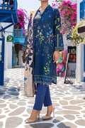 Aabruh Vol-1 3PC Unstitched Printed Lawn Suit (Deep Prussian & Slate Royal Blue)