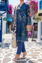 Aabruh Vol-1 3PC Unstitched Printed Lawn Suit (Deep Prussian & Slate Royal Blue)