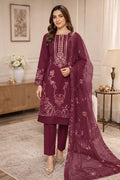 Sawan by Breeza Fashion - 3PC Unstitched Embroidered Lawn Suit (Dark Magenta)
