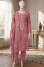 Roshan by Breeza Fashion - 3PC Unstitched Embroidered Lawn Suit (Dusty Pink)
