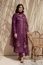 Millat - 3PC Unstitched Embroidered Lawn Suit (Dark Purple)