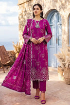 Zesh - 3PC Unstitched Embroidered Lawn Suit (Deep Fuchsia)